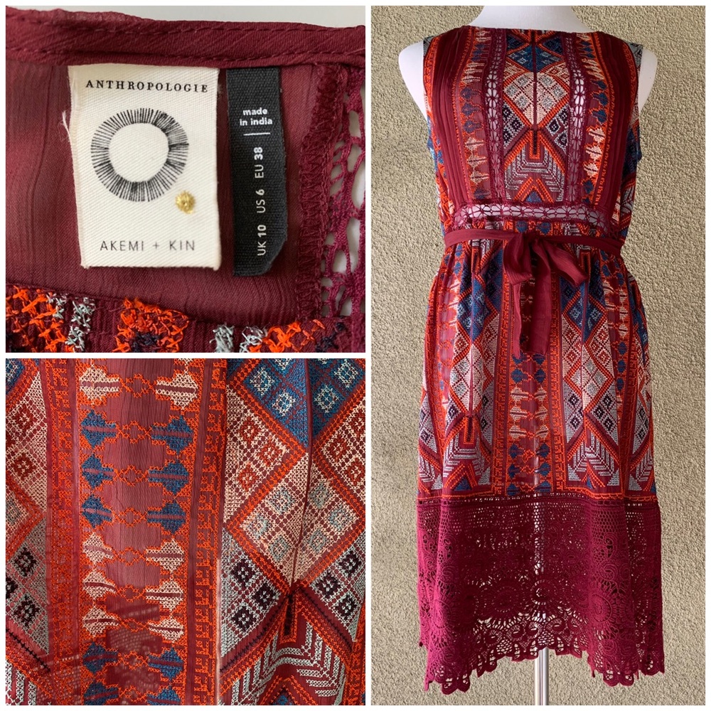 Akemi + Kin Cross-Stitched Embroidered Dress size 6